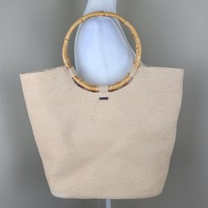 columbia beach tote bag with bamboo handles